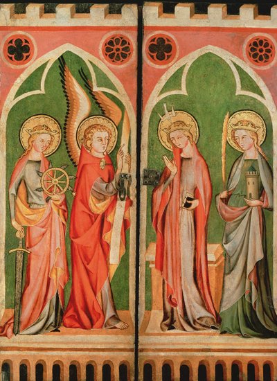 Annunciation with S.S. Barbara and Katherine by School of Cologne
